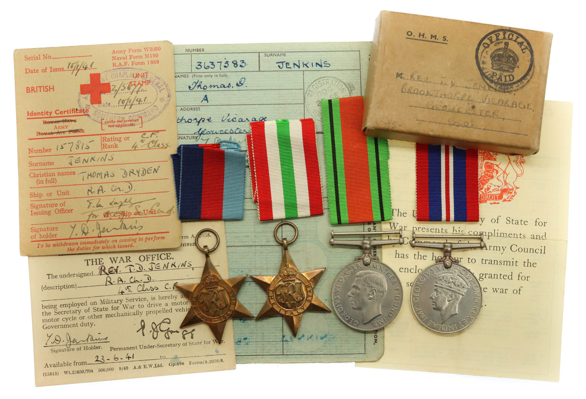 WW2 Medal Group of Four - The Rev. T.D. Jenkins, Royal Army Chaplains Department