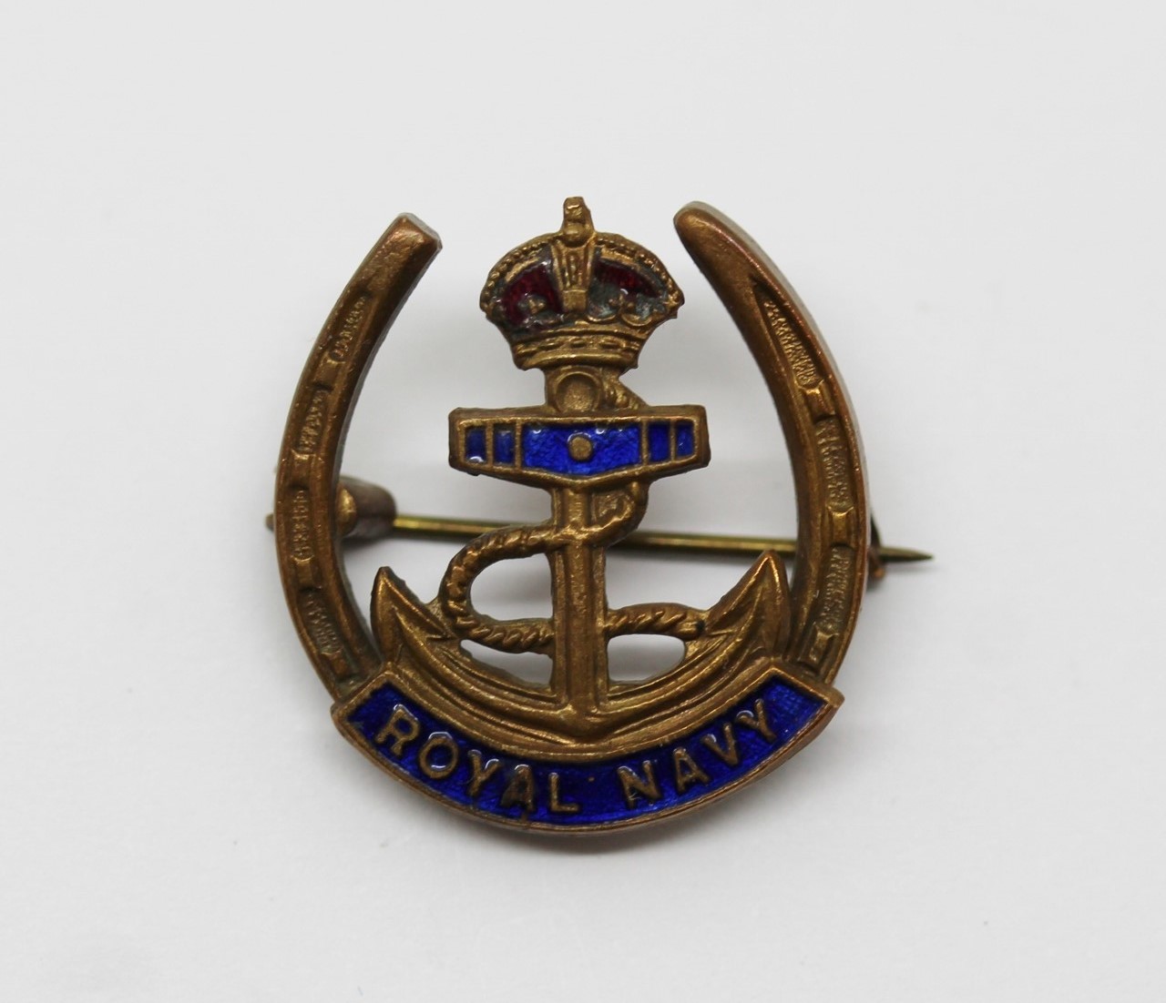 Royal Navy Enamelled Sweetheart Brooch - King's Crown
