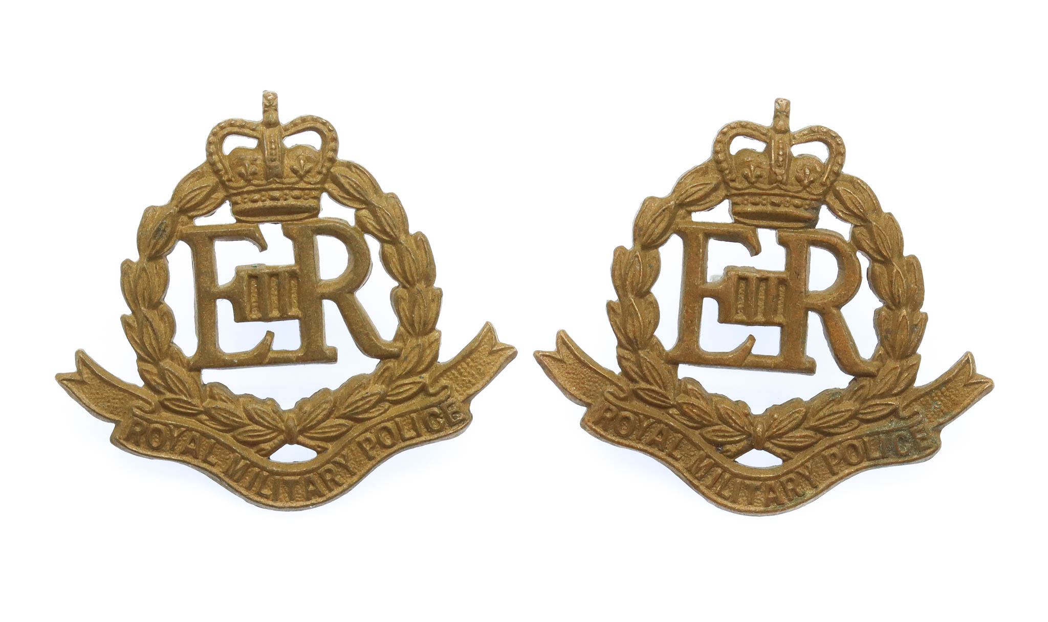 Pair of Royal Military Police (R.M.P.) Collar Badges - Queen's Crown