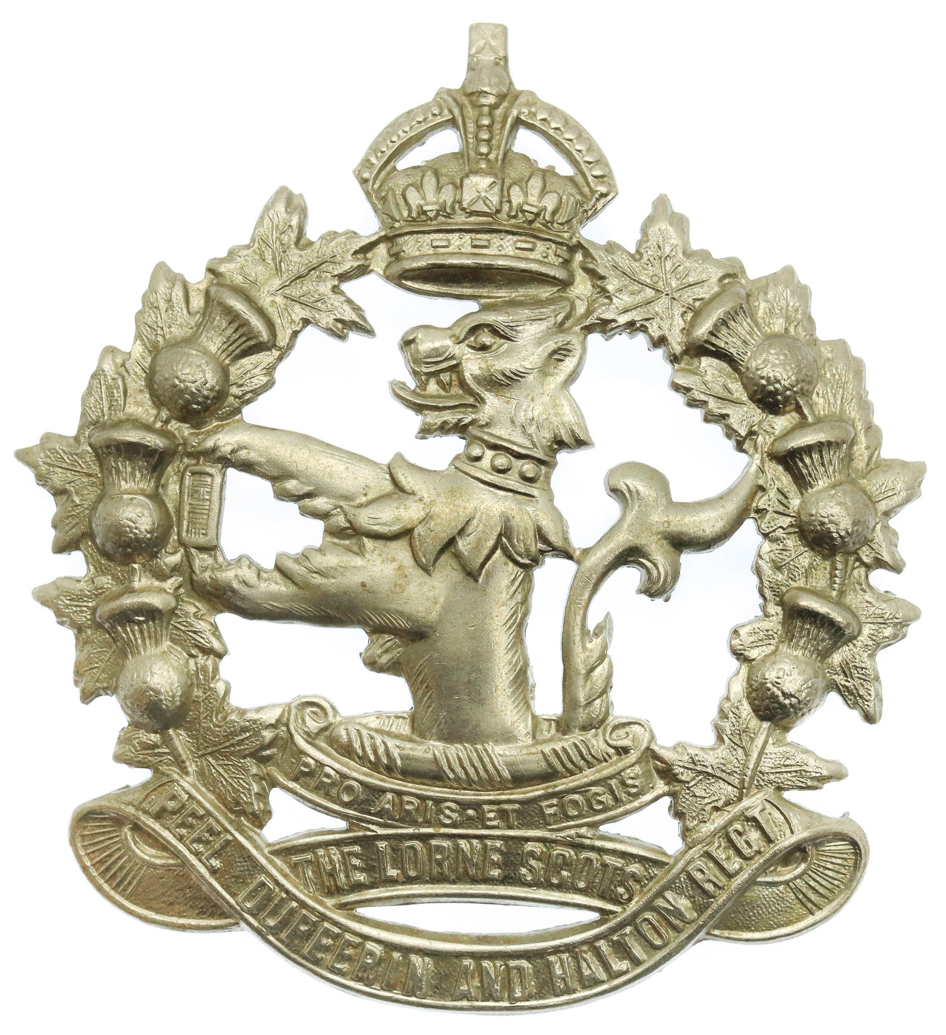 Canadian The Lorne Scots (Peel Dufferin and Halton Regiment) Cap Badge - King's Crown