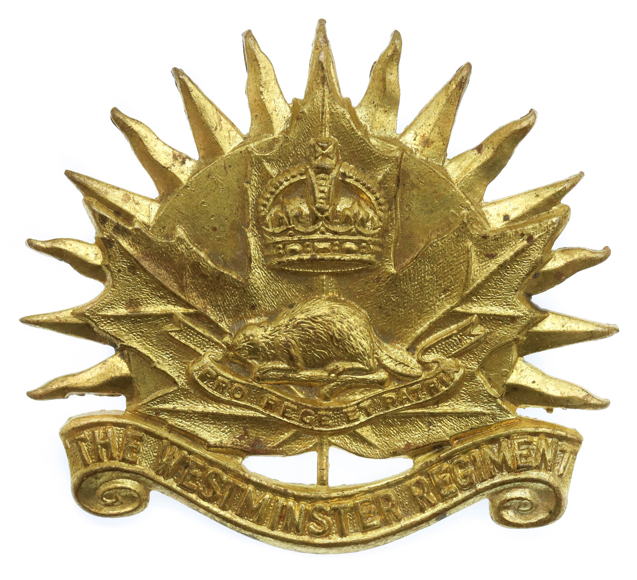 Canadian Westminster Regiment Cap Badge - Queen's Crown