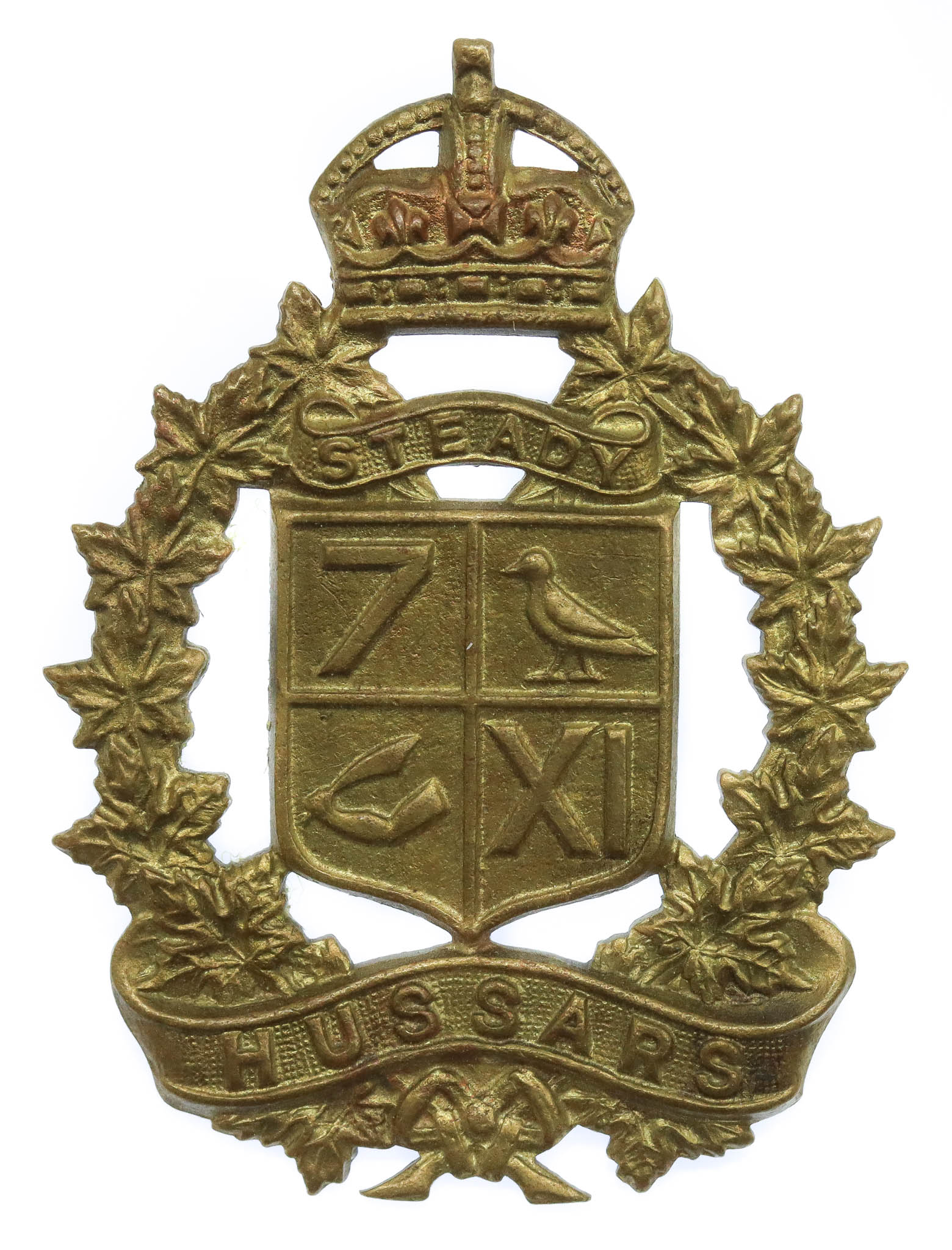 Canadian 7th/11th Hussars Cap Badge - King's Crown