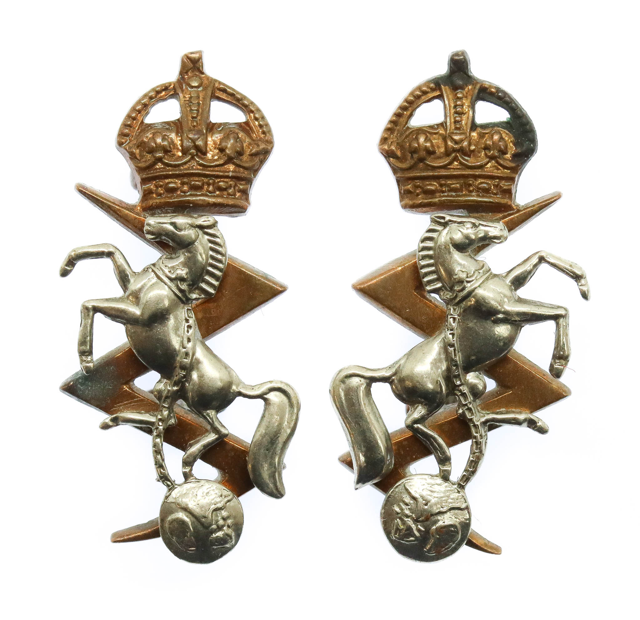 Pair of Royal Electrical & Mechanical Engineers (R.E.M.E.) Collar Badges - King's Crown