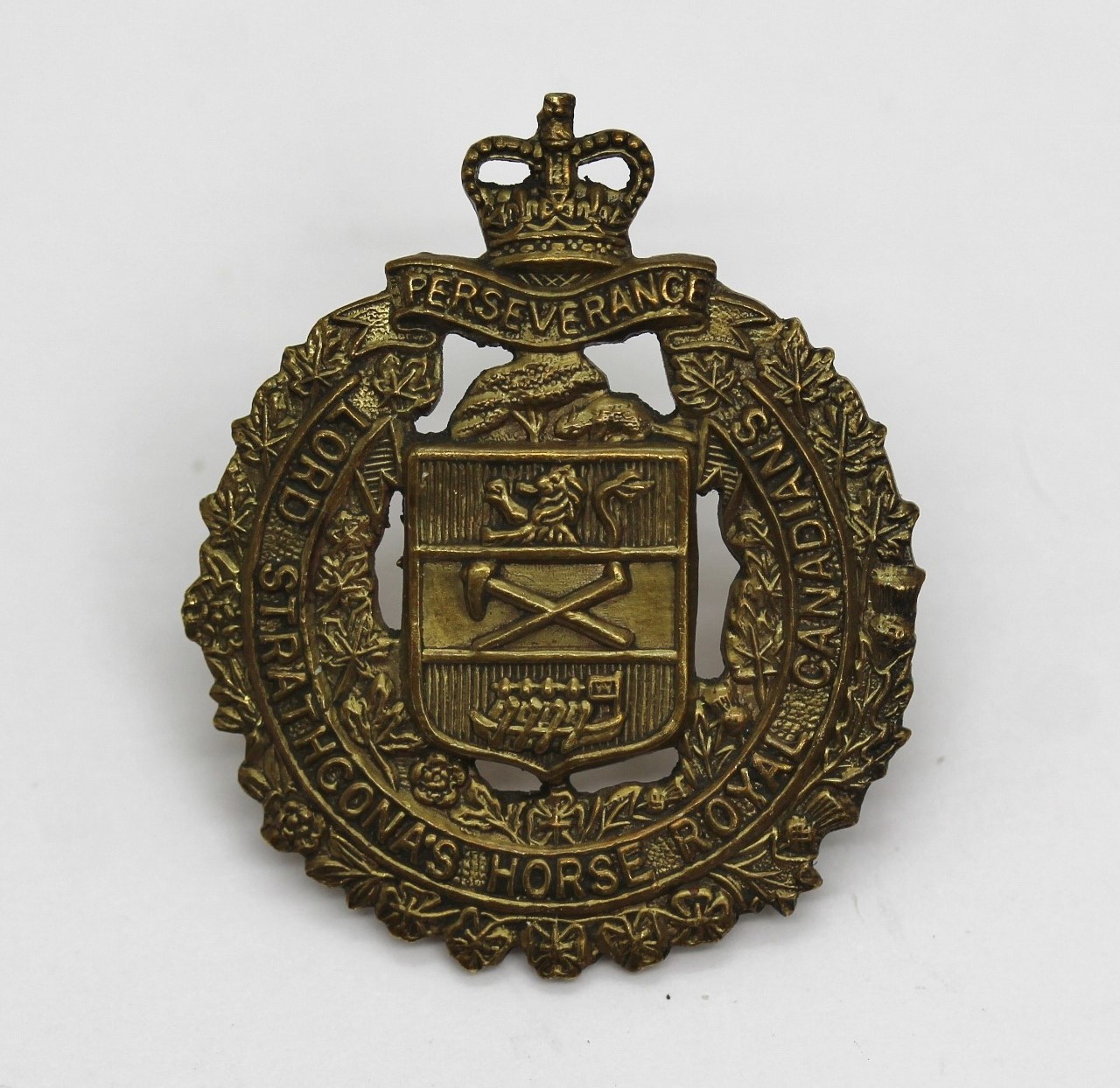 Lord Strathcona's Horse Royal Canadians Collar Badge - Queen's Crown