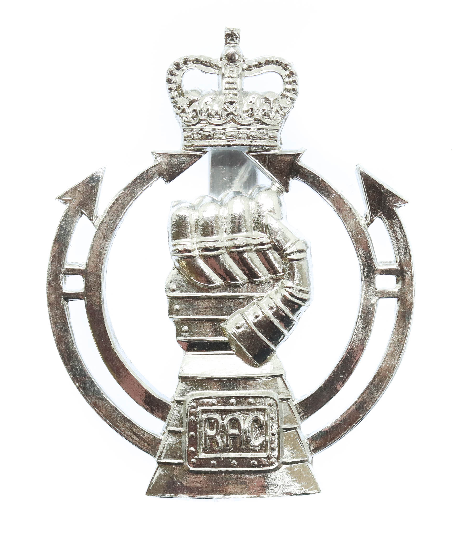 Royal Armoured Corps (R.A.C.) Anodised (Staybrite) Cap Badge