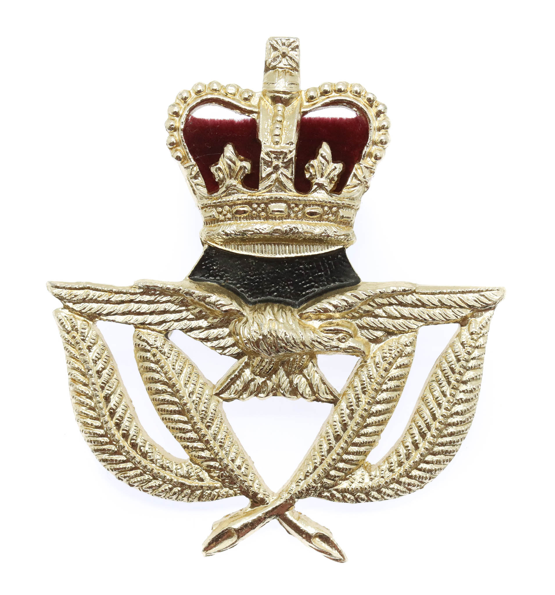 Royal Air Force (R.A.F.) Warrant Officer's Anodised (Staybrite) Cap Badge - Queen's Crown