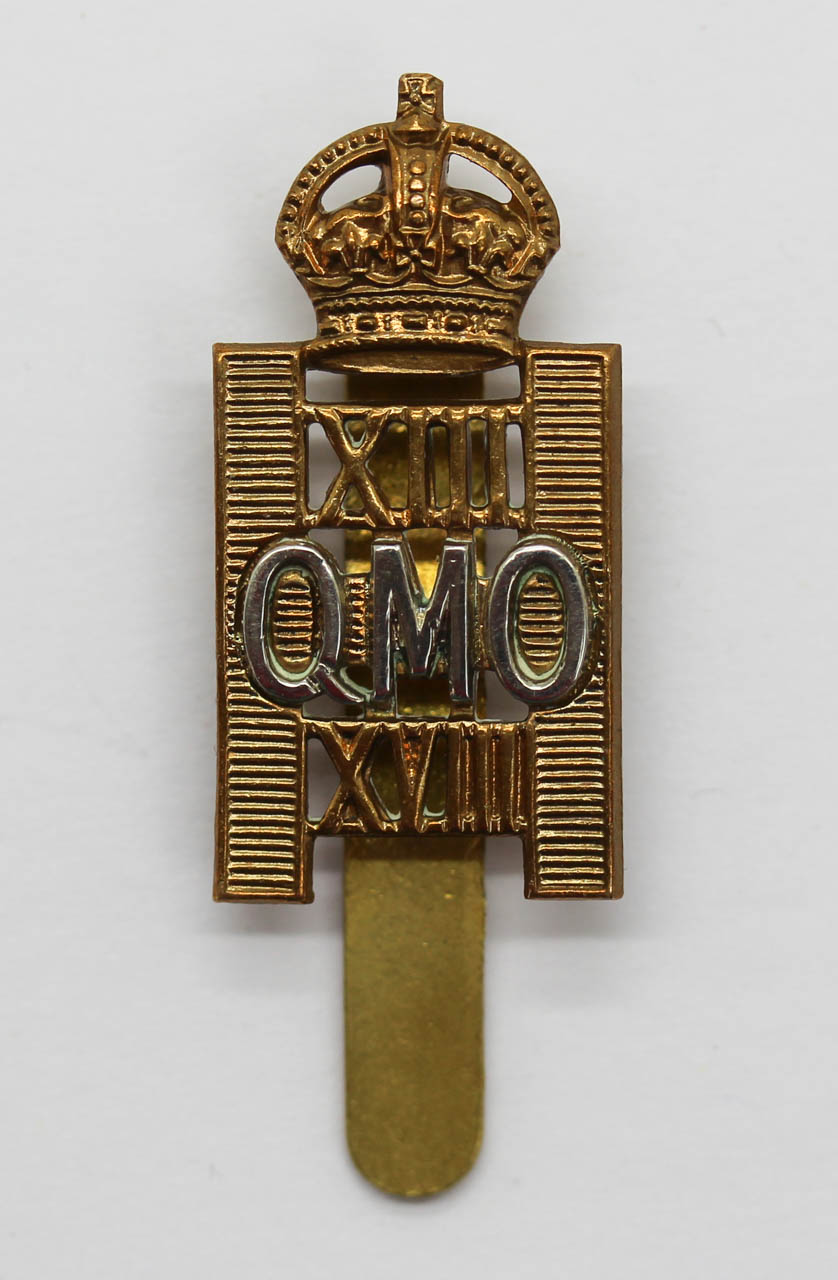 13th/18th/ QMO Royal Hussars Cap Badge - King's Crown