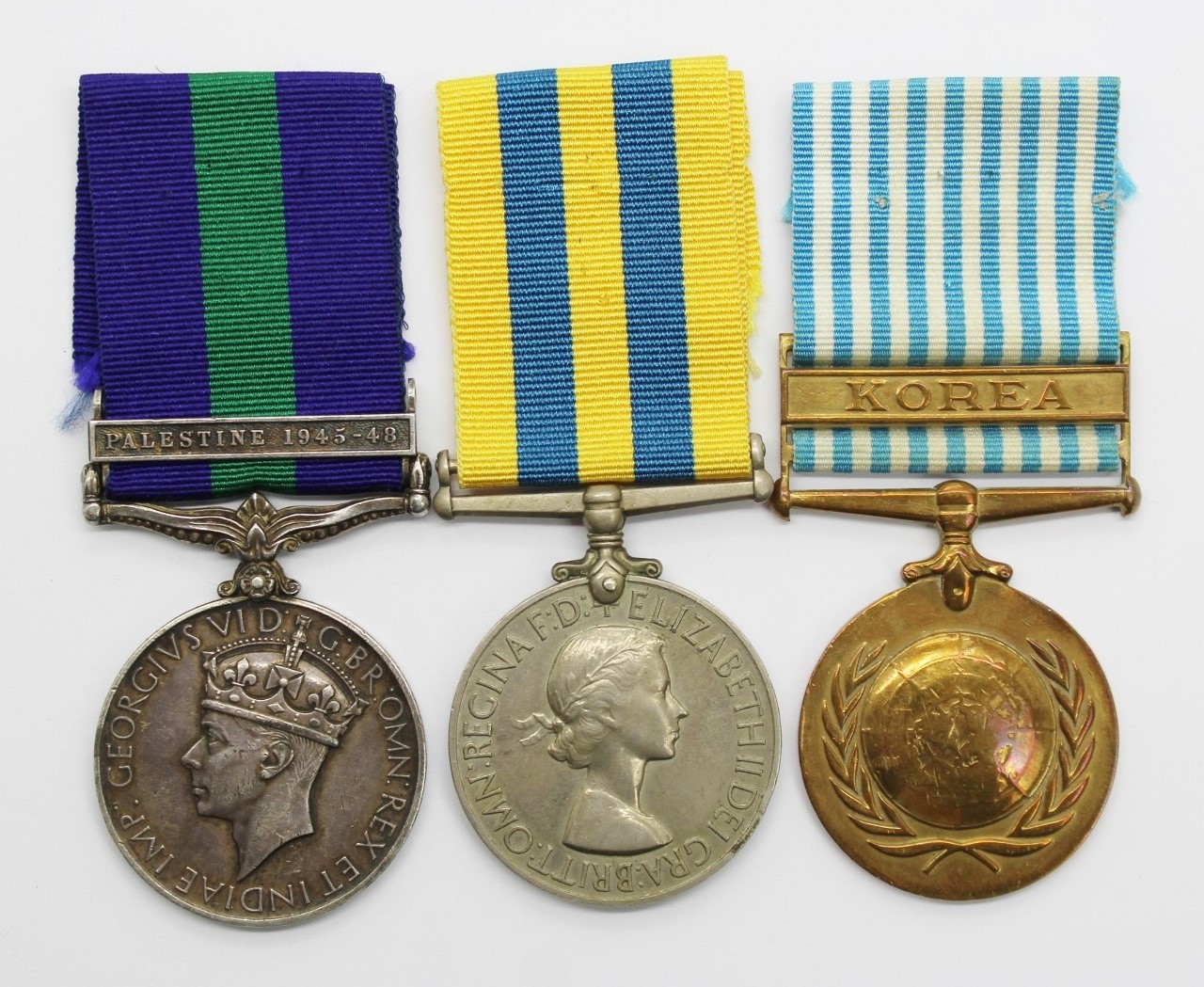 General Service Medal (Clasp - Palestine 1945-48), Queen's Korea Medal and UN Korea Medal Group of Three - Sgt. J. Willcock, Army Air Corps (4 Para) and King's (Liverpool) Regiment