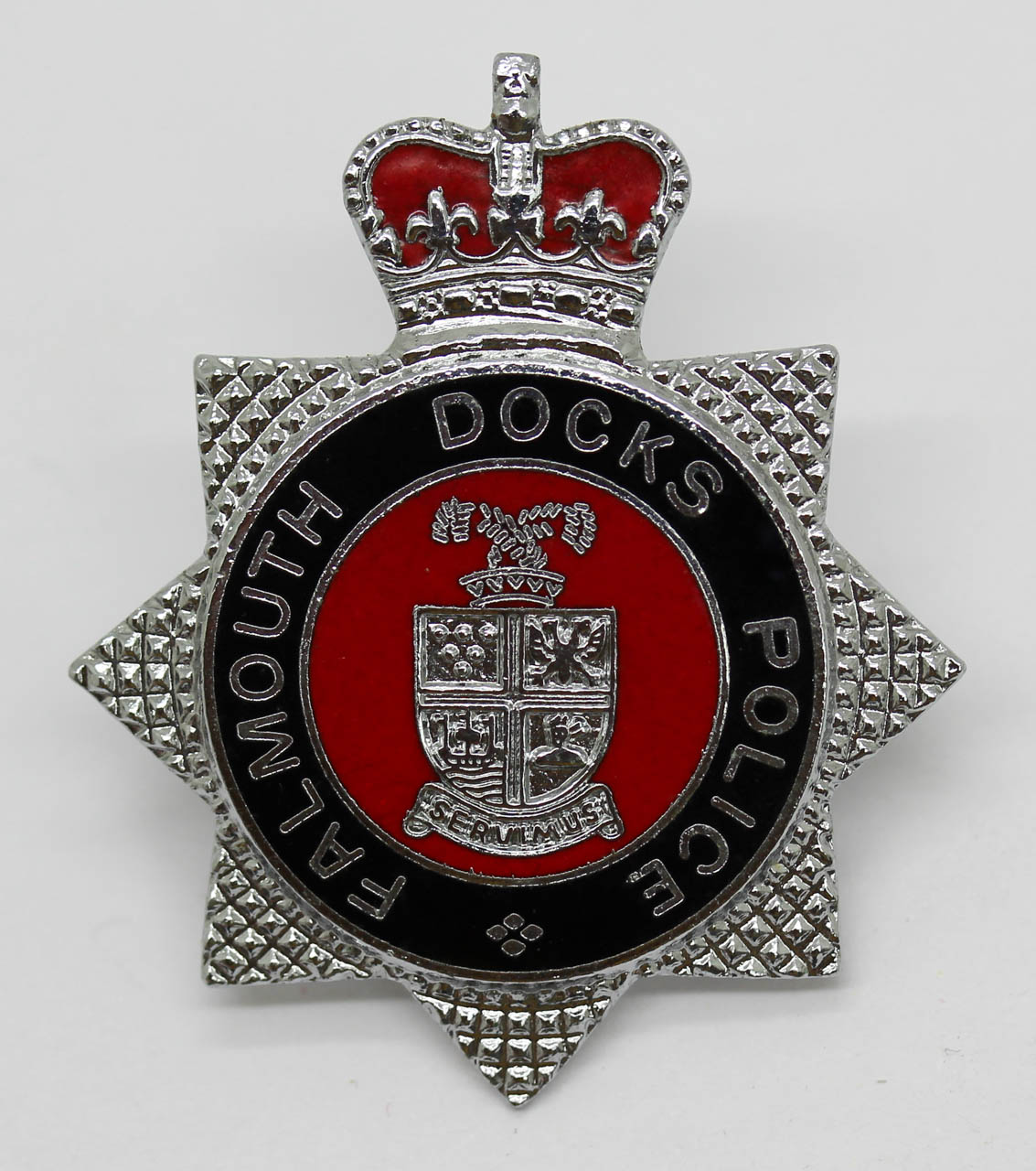 Falmouth Docks Police Enamelled Cap Badge - Queen's Crown