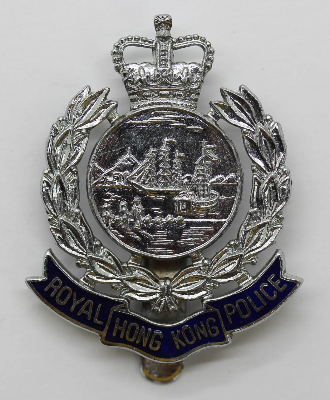 Royal Hong Kong Police Enamelled Cap Badge- Queen's Crown