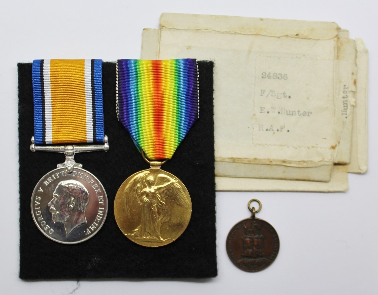 WW1 British War & Victory Medal Pair - F.Sgt. E.W. Hunter, Royal Air Force