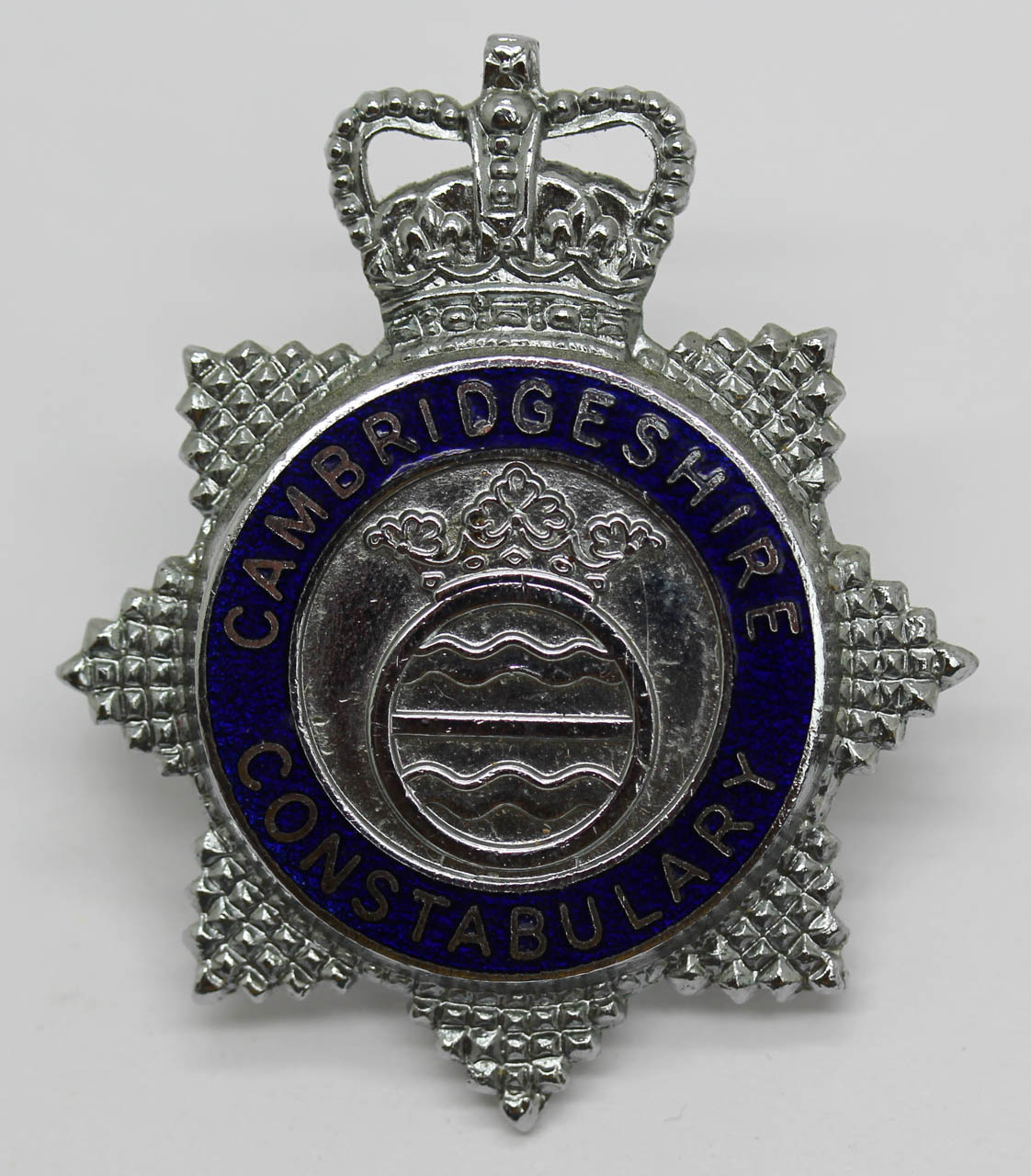 Cambridgeshire Constabulary Senior Officer's Enamelled Cap Badge - Queen's Crown