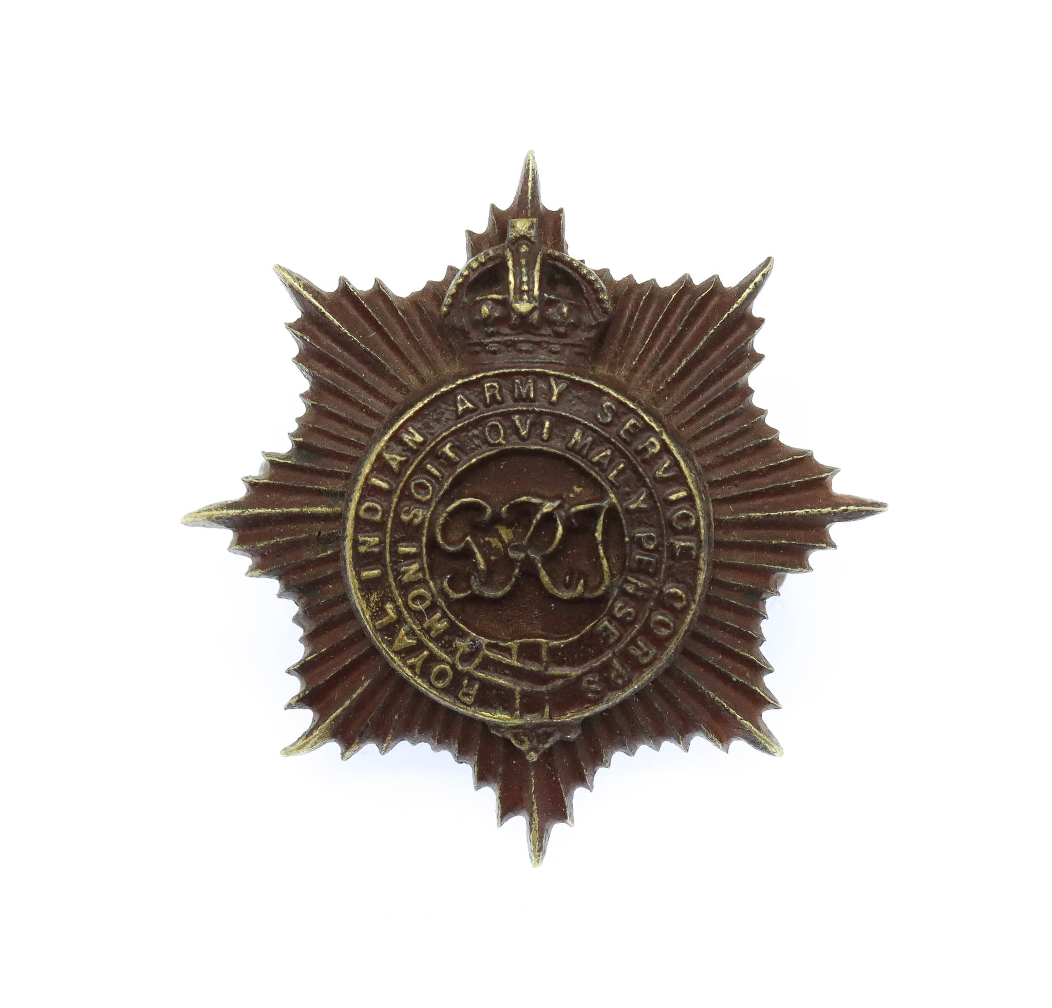 Royal Indian Army Service Corps Officer's Service Dress Collar Badge - King's Crown