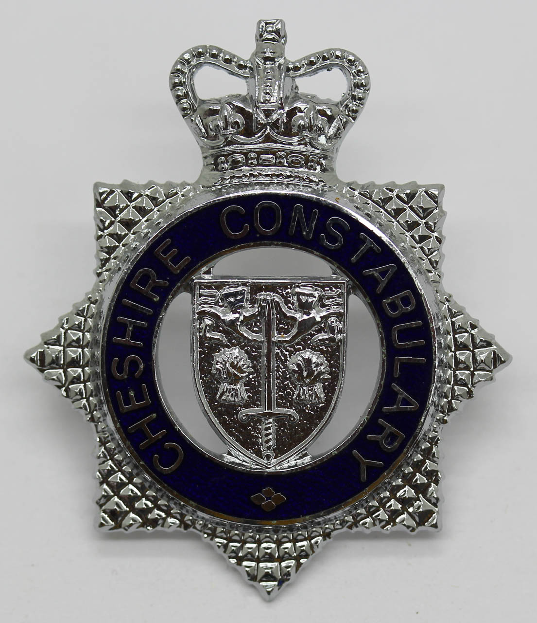 Cheshire Constabulary Senior Officer's Enamelled Cap Badge - Queen's Crown