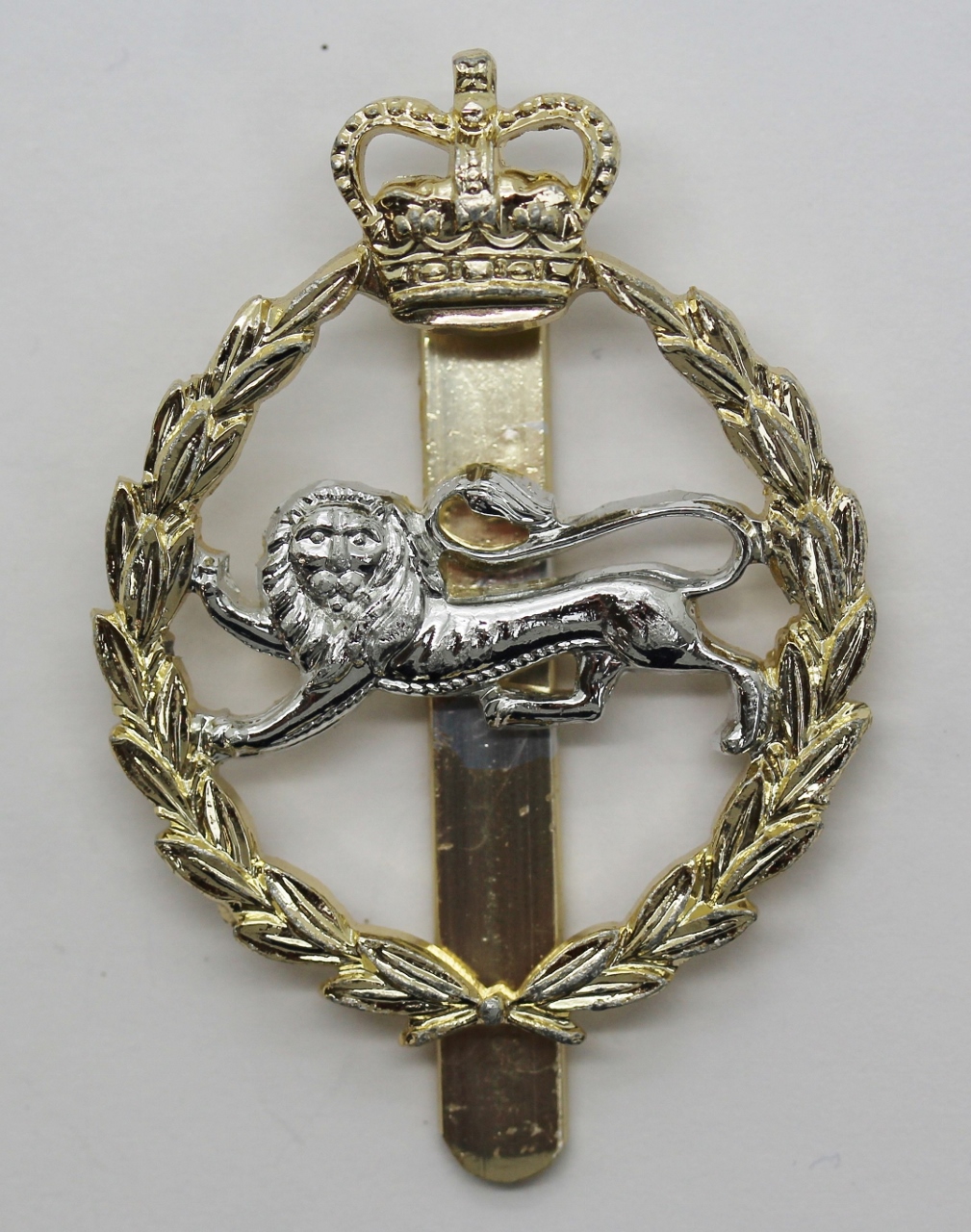 King's Own Royal Border Regiment Anodised (Staybrite) Cap Badge - Queen's Crown