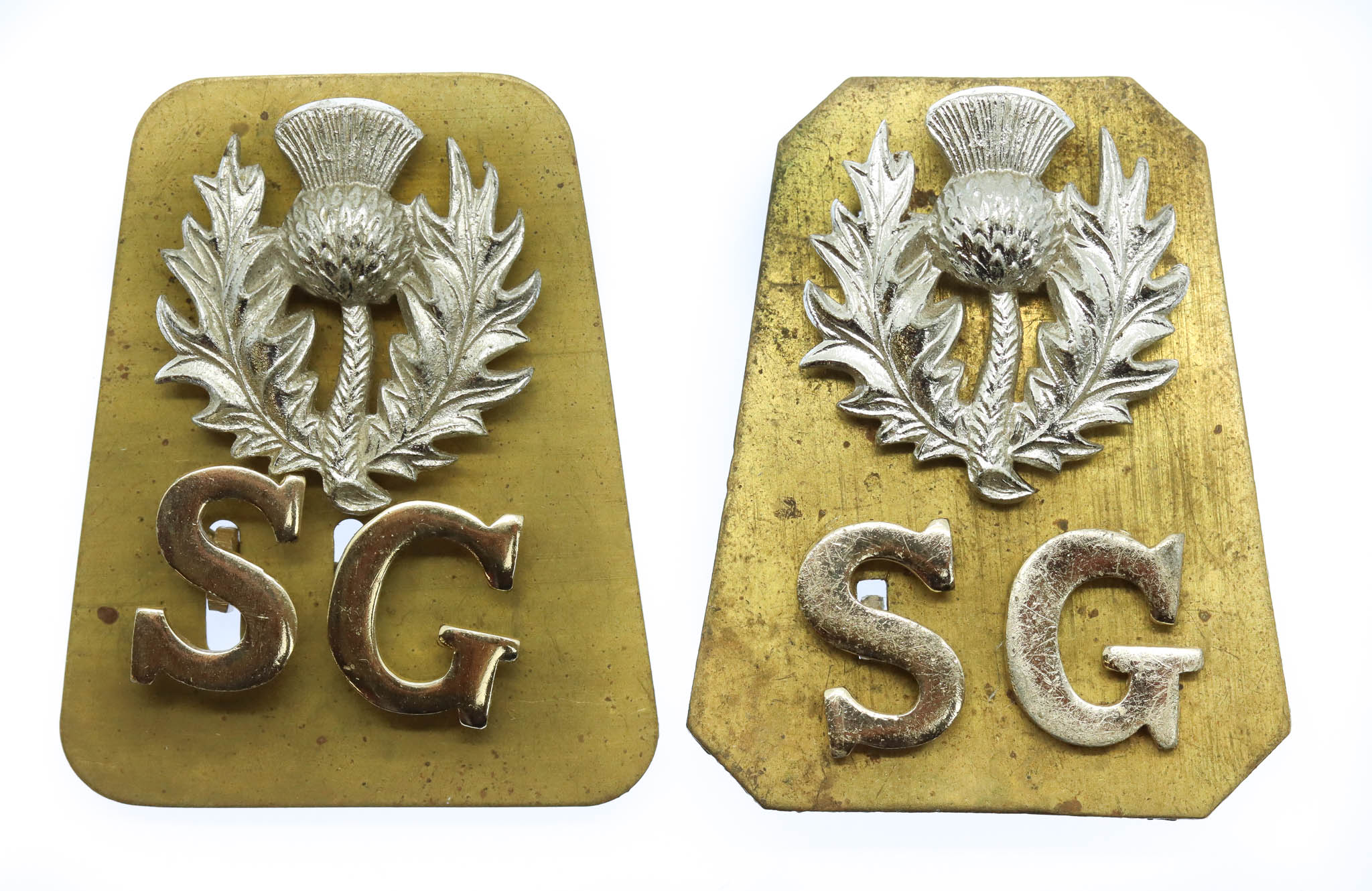 Pair of Scots Guards Anodised (Staybrite) Shoulder Titles