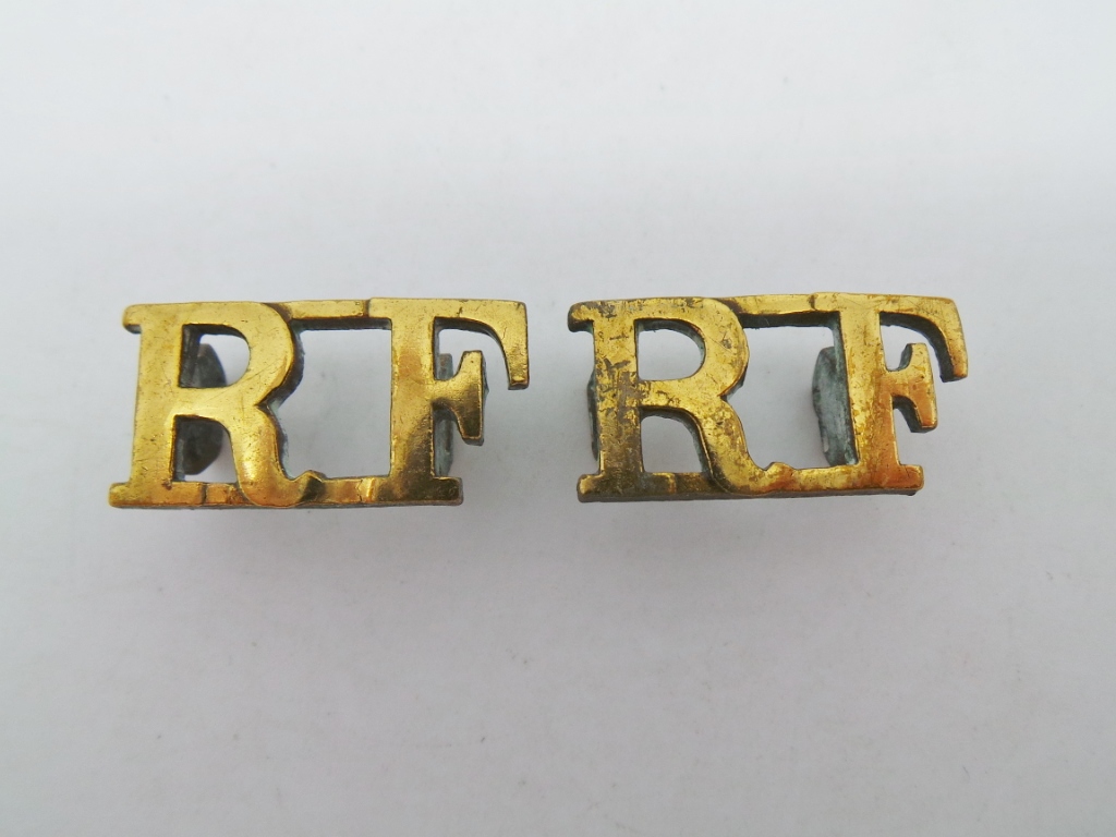 Pair of Royal Fusiliers (R.F.) Officers Shoulder Titles