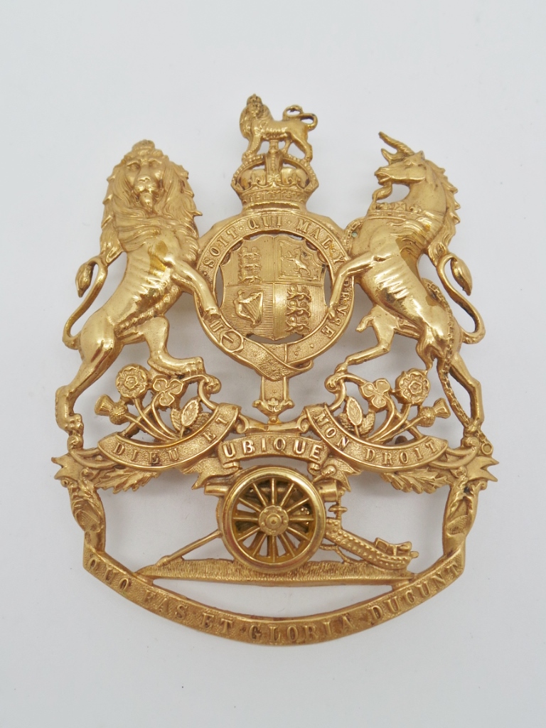 Edward VII Royal Artillery Officer's Blue Cloth Helmet Plate