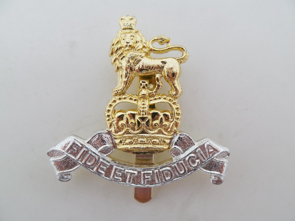 Royal Army Pay Corps (R.A.P.C.) Anodised (Staybrite) Cap Badge - Queen's Crown