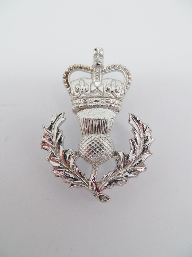Queen's Own Highlanders Anodised (Staybrite) Sporran Badge - Queen's Crown