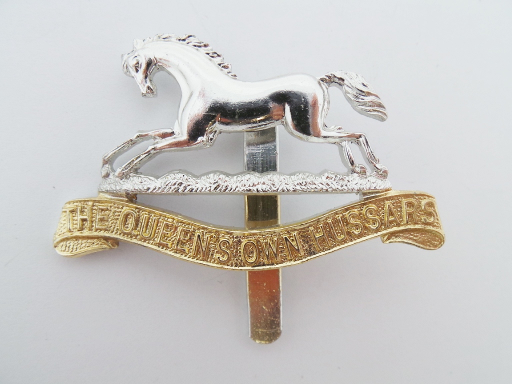Queen's Own Hussars Anodised (Staybrite) Cap Badge