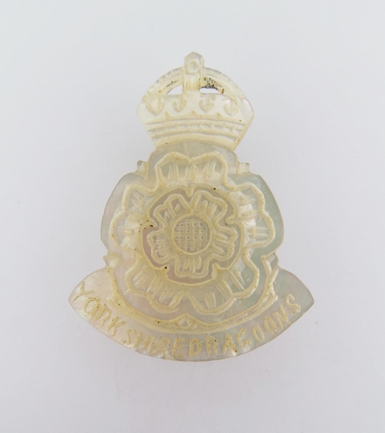 Yorkshire Dragoons Mother of Pearl Sweetheart Brooch - King's Crown