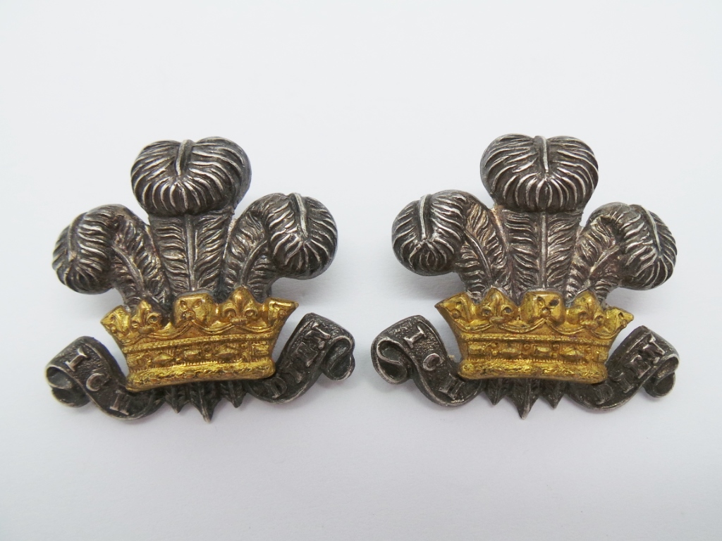 Pair of 3rd Dragoon Guards Officer's Collar Badges