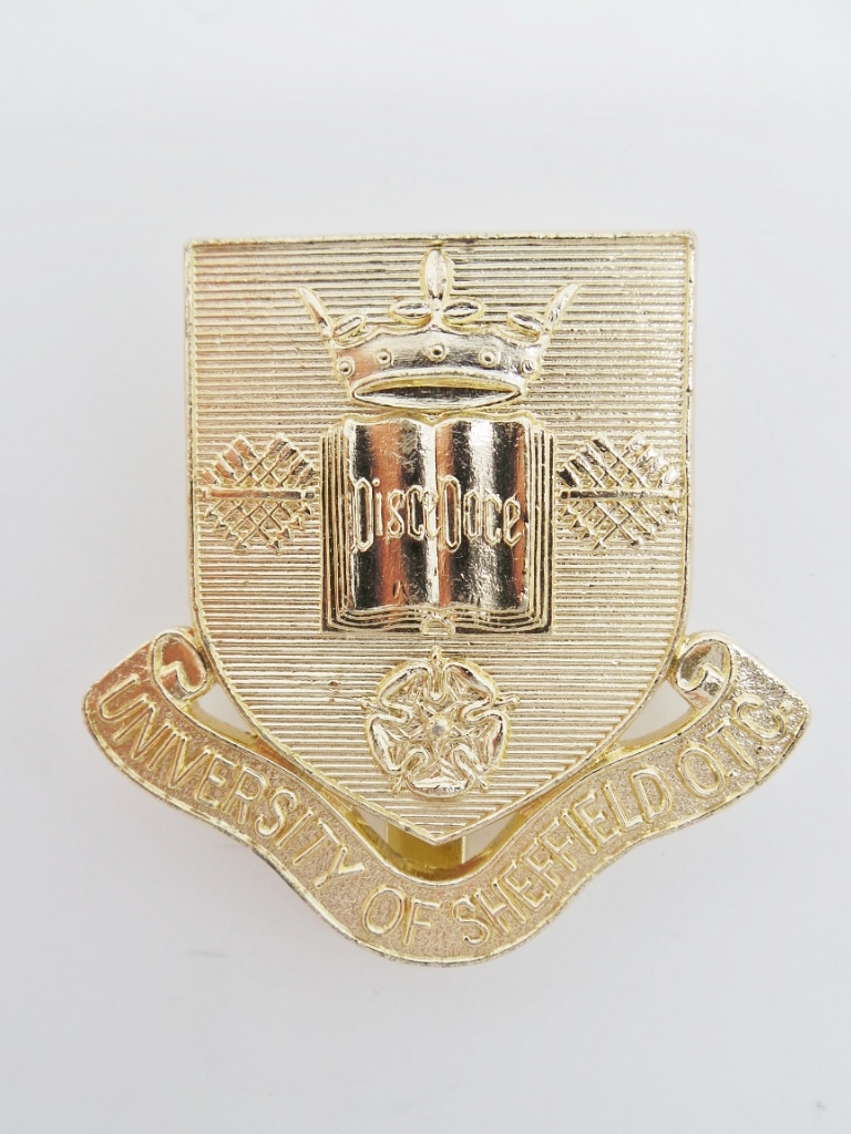 University of Sheffield O.T.C. Anodised (Staybrite) Cap Badge