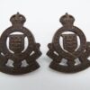Pair of Royal Canadian Army Ordnance Corps Officer's Service Dress Collar Badges - King's Crown