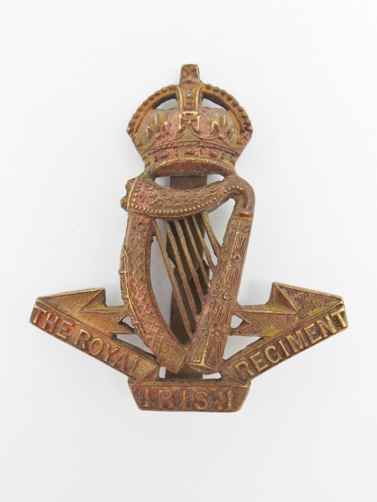 Royal Irish Regiment Officer's Service Dress Cap Badge - King's Crown
