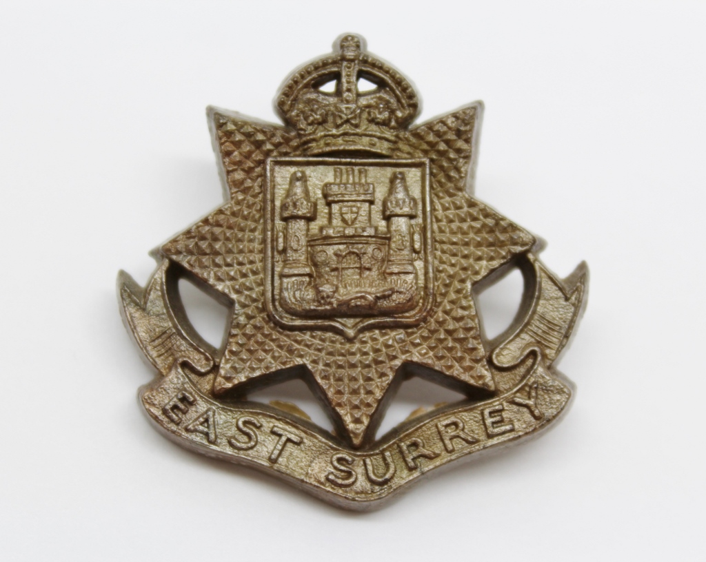 East Surrey Regiment WW2 Plastic Economy Cap Badge