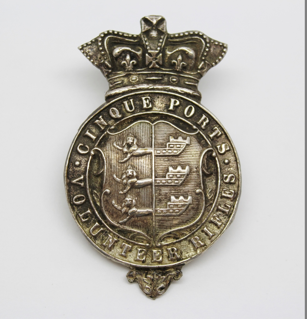 Victorian Cinque Ports Volunteer Rifles Silver Plated (? Officer's) Shako Badge