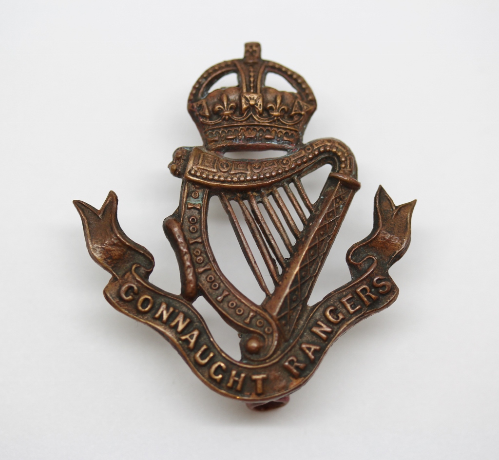 Connaught Rangers Officer's Service Dress Bronze Cap Badge - King's Crown