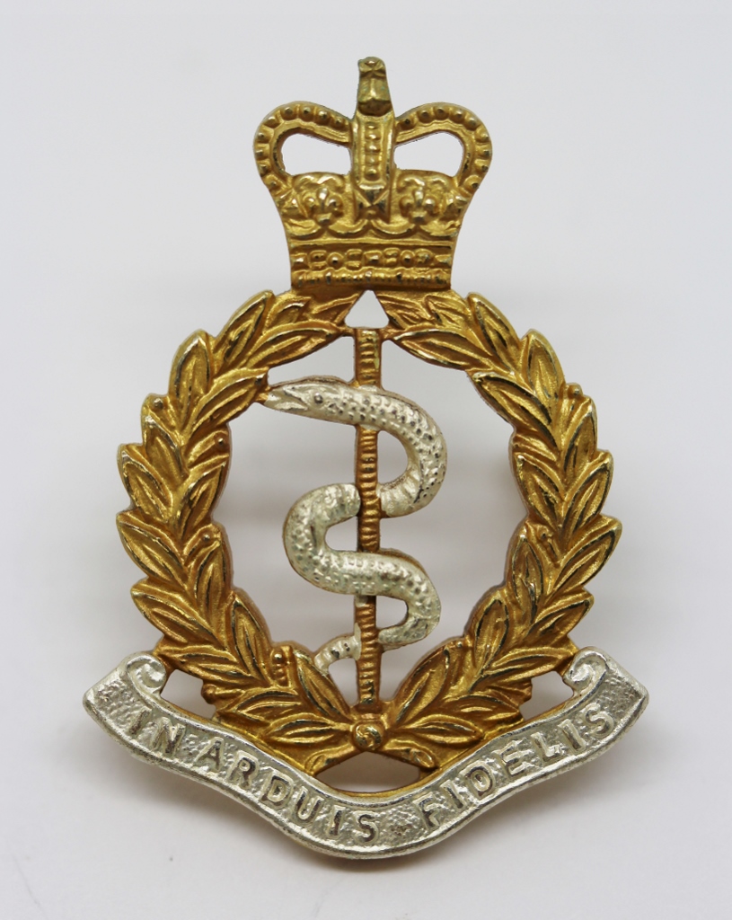 Royal Army Medical Corps (R.A.M.C.) Officer's Dress Cap Badge - Queen's Crown