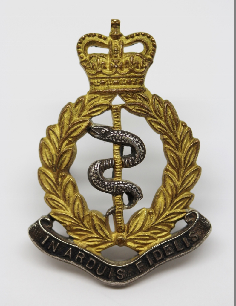 Royal Army Medical Corps (R.A.M.C.) Officer's Dress Cap Badge - Queen's Crown