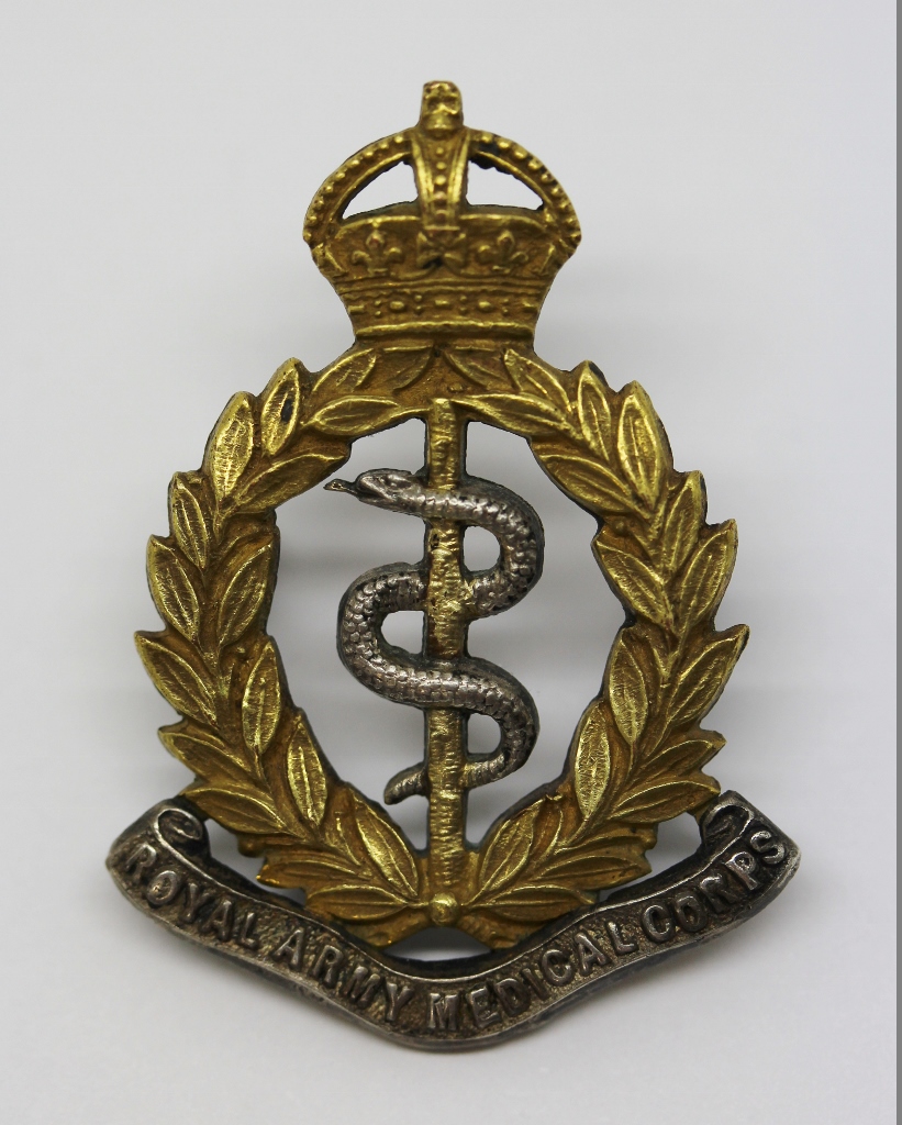 Royal Army Medical Corps (R.A.M.C.) Officer's Dress Cap Badge - King's Crown
