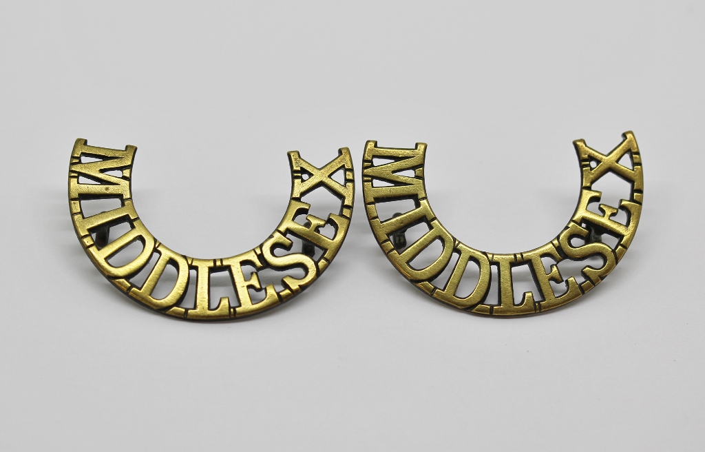 Pair of Boer War Middlesex Regiment (MIDDLESEX) Shoulder Titles
