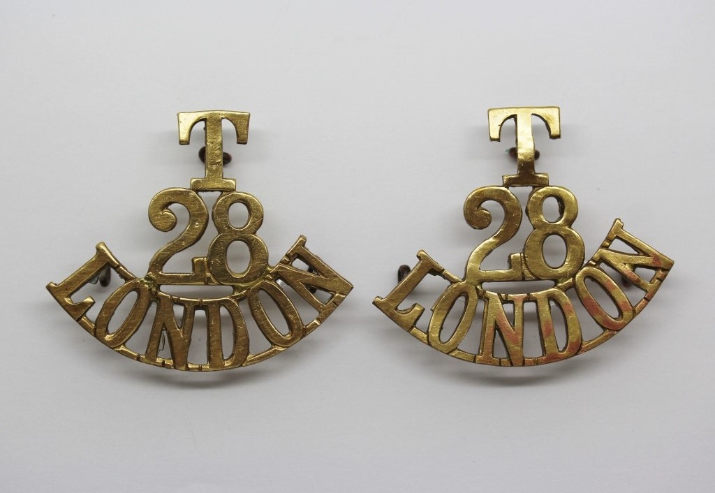 Pair of 28th Bn (Artist Rifles) London Regiment (T/28/LONDON) Shoulder Titles