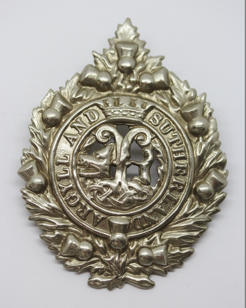Argyll & Sutherland Highlanders Silver Plated Cap Badge