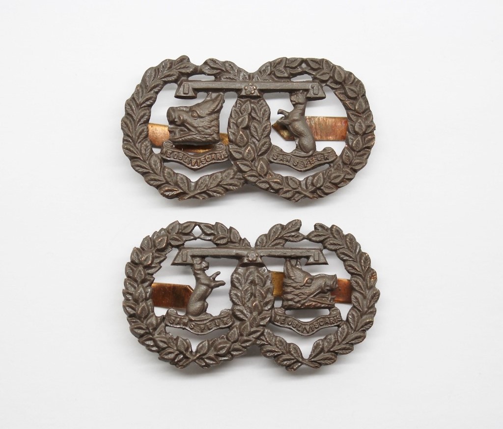 Pair of Argyll & Sutherland Highlanders Officer's Service Dress Collar Badges (with blades)