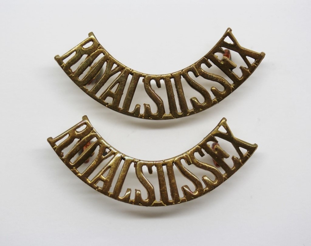 Pair of Royal Sussex Regiment (ROYAL SUSSEX) Shoulder Titles