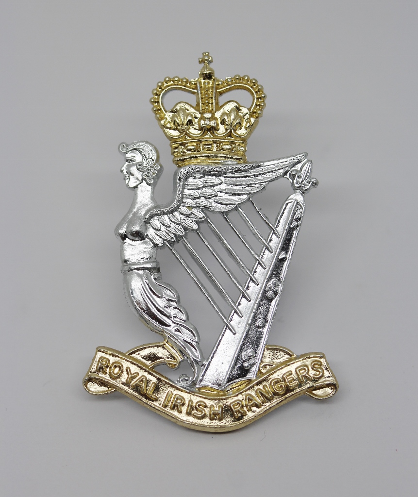 Royal Irish Rangers Anodised (Staybrite) Cap Badge - Queen's Crown