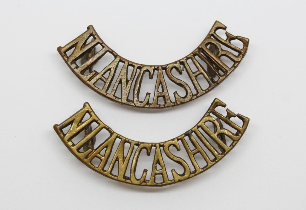 Pair of Loyal North Lancashire Regiment (N.LANCASHIRE) Shoulder Titles
