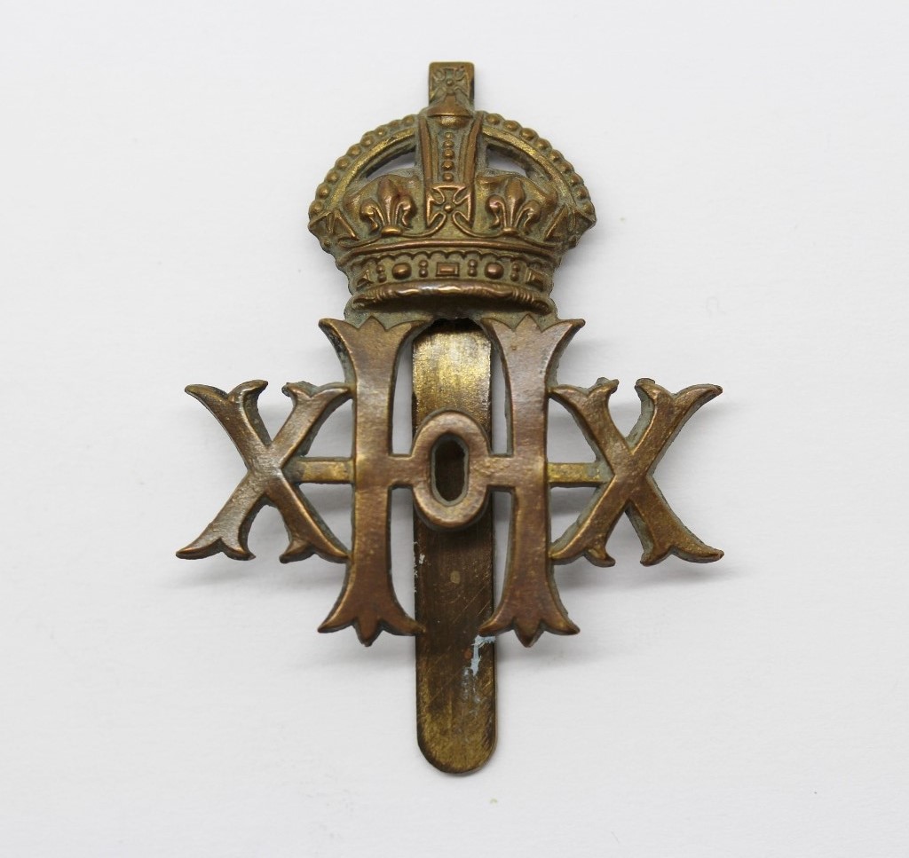 20th Hussars Cap Badge - King's Crown