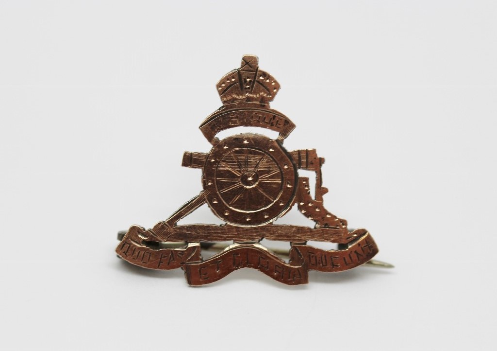 Royal Artillery Silver Sweetheart Brooch - King's Crown