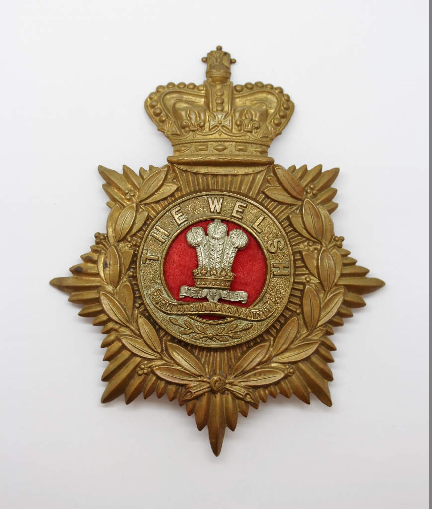 Victorian Welsh Regiment Blue Cloth Helmet Plate