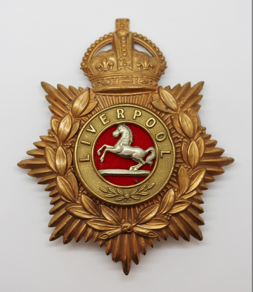 Edwardian King's (Liverpool) Regiment Blue Cloth Helmet Plate