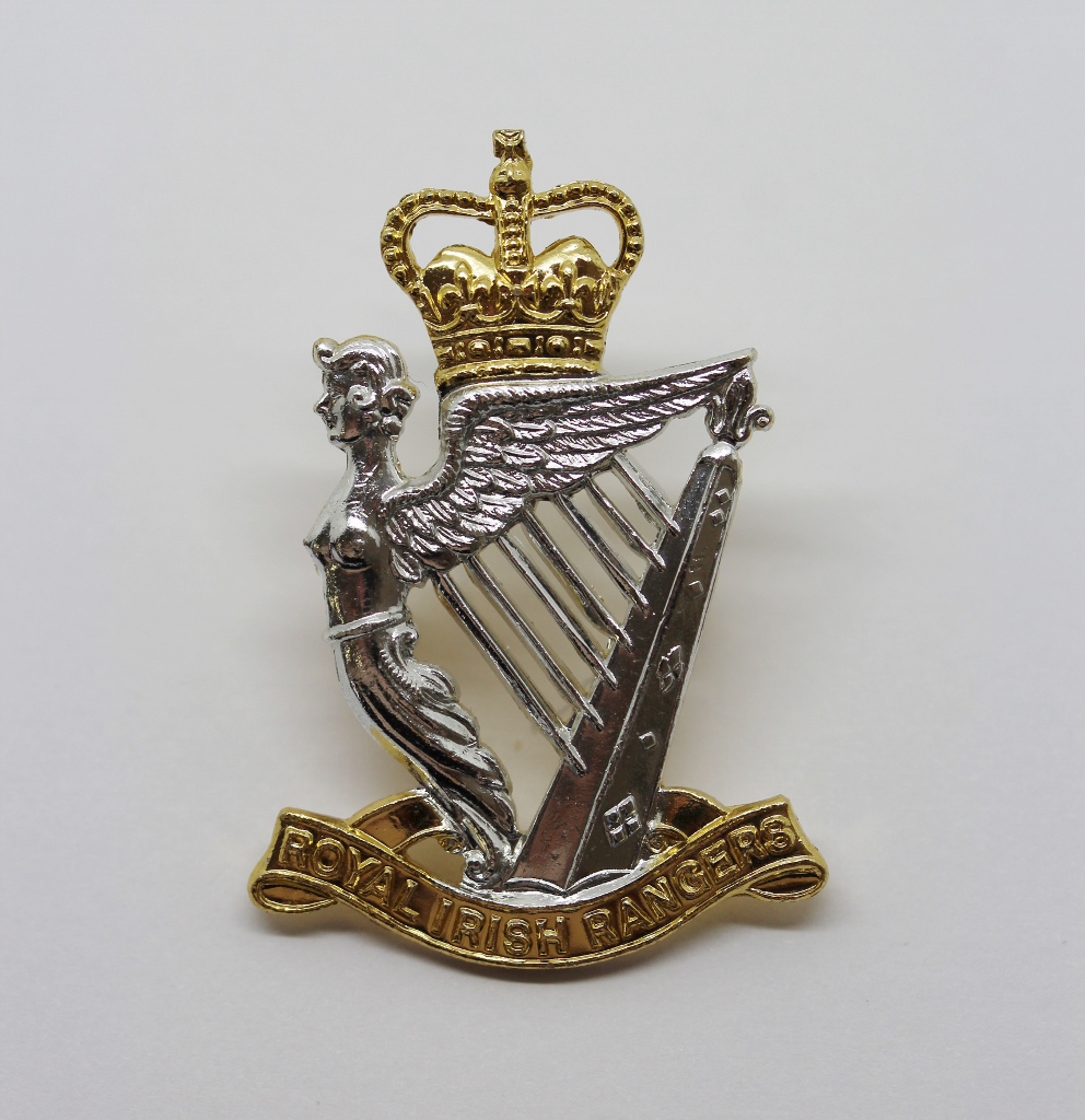 Royal Irish Rangers Anodised (Staybrite) Cap Badge - Queen's Crown