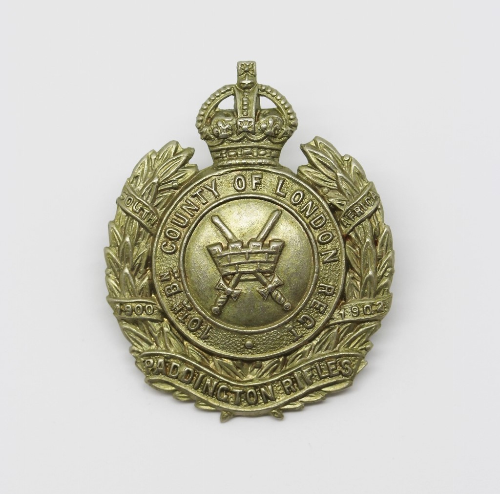 10th County of London Battalion (Paddington Rifles) London Regiment Cap Badge