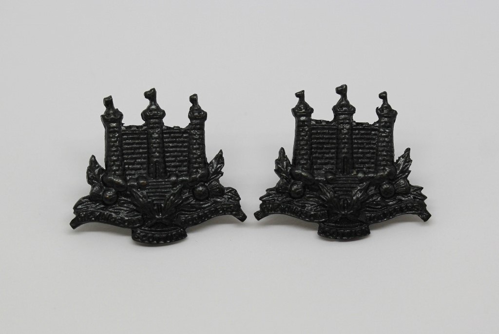 Pair of King's Own Scottish Borderers (K.O.S.B.) Officer's Service Dress Collar Badges